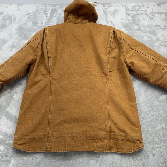 Carhartt Jacket Women Large Brown Washed Duck Loose Fit Sherpa Lined Workwear - Picture 3 of 12